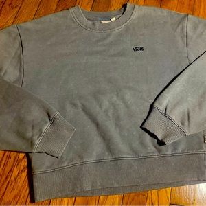 nwot vans gray/blue boxy sweatshirt, women’s small. super soft!!